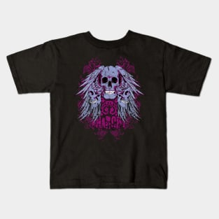 flying skull trinity vinatge background Kids T-Shirt